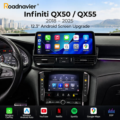 Infiniti QX50 QX55 12.3 inch Android screen upgrade with wireless CarPlay