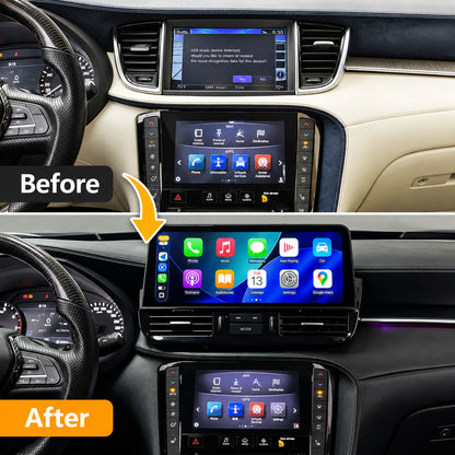 Infiniti QX50 QX55 factory screen before and after 12.3 inch Android upgrade