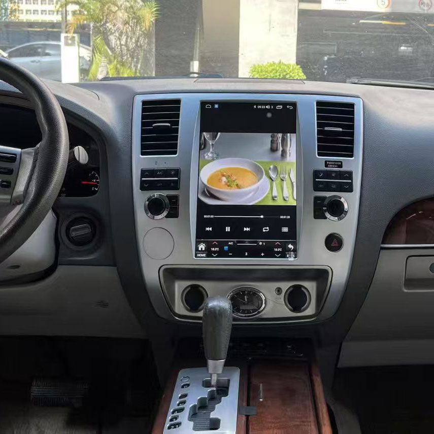 Multi-media audio player and video interface on Infiniti QX56 vertical touch screen