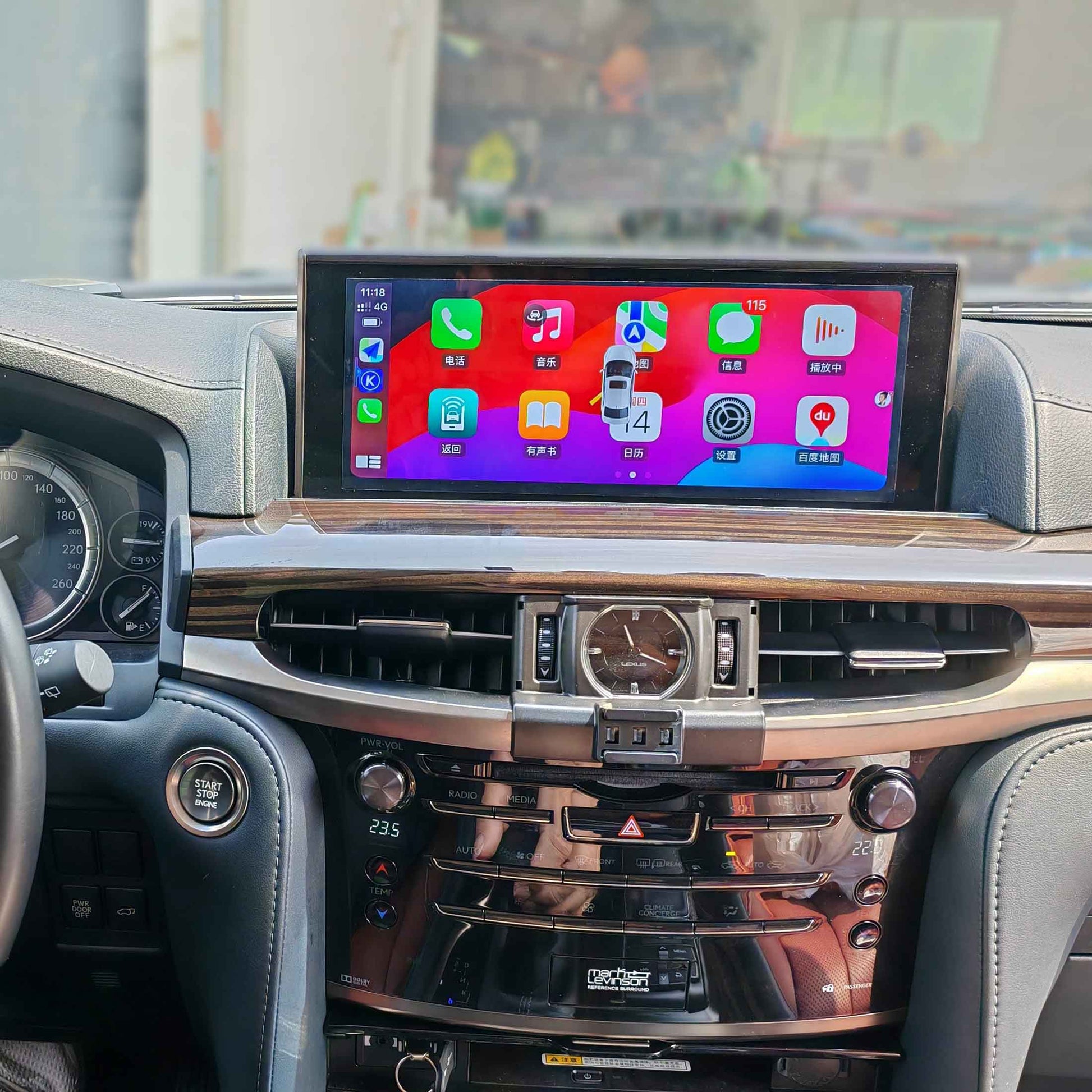 Apple CarPlay and Android Auto interface running smoothly on upgraded Lexus LX570 navigation screen