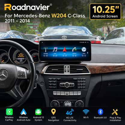 Mercedes-Benz W204 C-Class 2011-2014 10.25 inch Android screen installed in vehicle