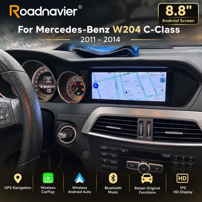 Mercedes-Benz W204 C-Class 8.8 inch Android screen with GPS navigation