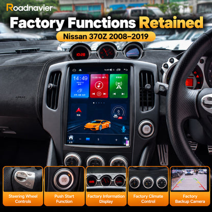 Nissan 370Z Android head unit retaining factory steering wheel controls climate controls and backup camera