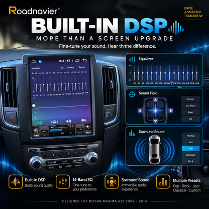Nissan Maxima A35 2009-2014 Android screen with built-in DSP audio equalizer