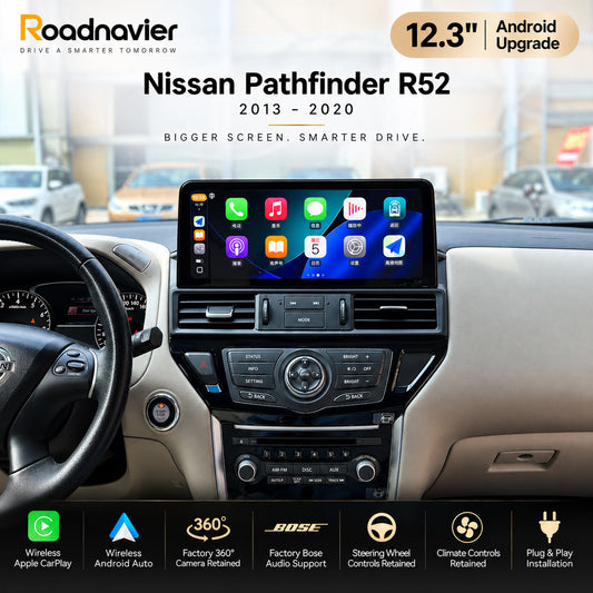 Nissan Pathfinder R52 12.3 inch screen with wireless Apple CarPlay