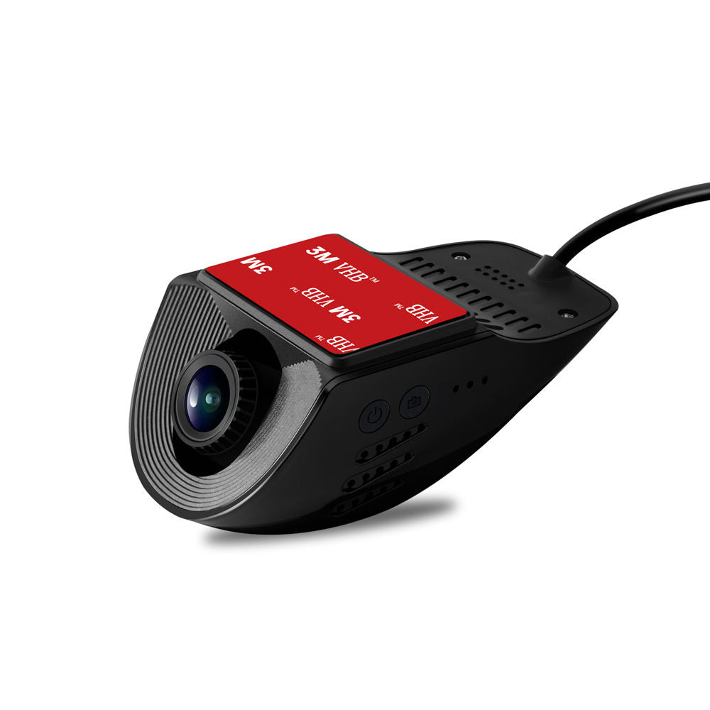 Universal compact 2K Wi-Fi car dash cam DVR front view with 3M adhesive windshield mount