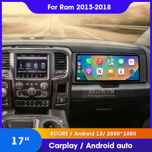 Dodge Ram 1500/2500/3500 | 2013–2018 | 17" Passenger Screen — Wireless CarPlay, 8-Core