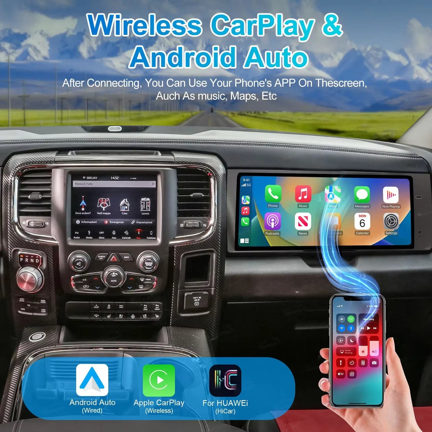 Dodge Ram 1500/2500/3500 | 2013–2018 | 17" Passenger Screen — Wireless CarPlay, 8-Core