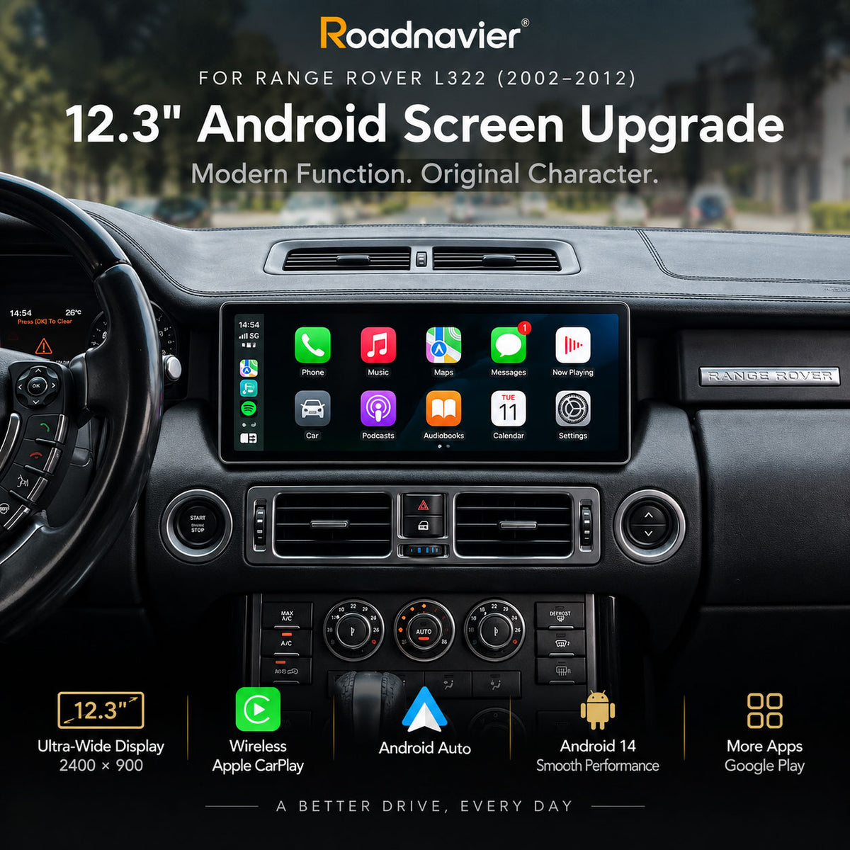 12.3 inch Android screen upgrade for Range Rover L322 2002-2012