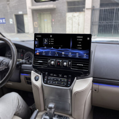 17.1 inch Android display screen installed in Toyota Land Cruiser LC200 dashboard driver perspective