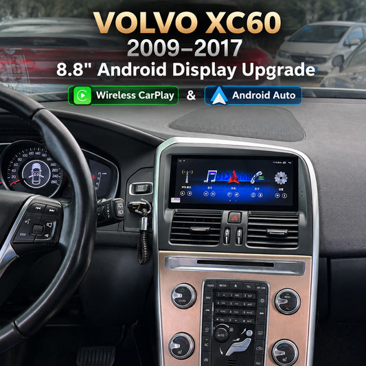 Volvo XC60 2009-2017 8.8 inch Android display upgrade with wireless CarPlay and Android Auto
