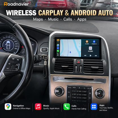 Volvo XC60 2009-2017 wireless CarPlay and Android Auto screen upgrade for maps music calls and apps